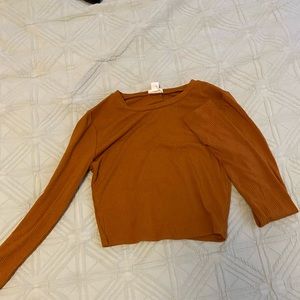 Garage brown long sleeve cropped shirt XS
